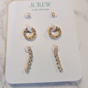 J.Crew Dainty Cubic Zirconia Earrings Set-of-Three